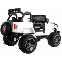 Masinuta electrica THE MONSTER JEEP 4x4, roti spuma EVA, 2 locuri, alb