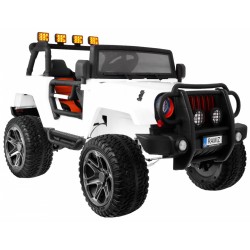 Masinuta electrica THE MONSTER JEEP 4x4, roti spuma EVA, 2 locuri, alb