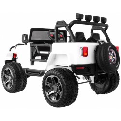 Masinuta electrica THE MONSTER JEEP 4x4, roti spuma EVA, 2 locuri, alb