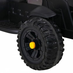 Tractor electric Titanium cu remorca, roti spuma EVA, 2 motoare, negru