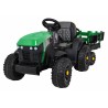 Tractor electric Titanium cu remorca, roti spuma EVA, 2 motoare, verde