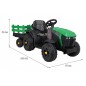 Tractor electric Titanium cu remorca, roti spuma EVA, 2 motoare, verde