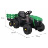 Tractor electric Titanium cu remorca, roti spuma EVA, 2 motoare, verde