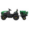 Tractor electric Titanium cu remorca, roti spuma EVA, 2 motoare, verde