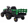 Tractor electric Titanium cu remorca, roti spuma EVA, 2 motoare, verde