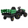 Tractor electric Titanium cu remorca, roti spuma EVA, 2 motoare, verde