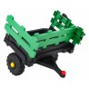 Tractor electric Titanium cu remorca, roti spuma EVA, 2 motoare, verde
