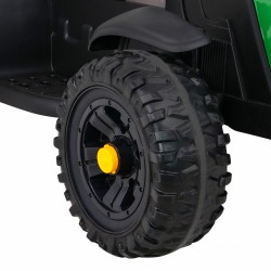 Tractor electric Titanium cu remorca, roti spuma EVA, 2 motoare, verde
