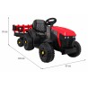 Tractor electric Titanium cu remorca, roti spuma EVA, 2 motoare, rosu