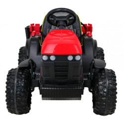 Tractor electric Titanium cu remorca, roti spuma EVA, 2 motoare, rosu