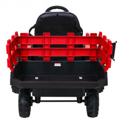 Tractor electric Titanium cu remorca, roti spuma EVA, 2 motoare, rosu