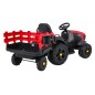 Tractor electric Titanium cu remorca, roti spuma EVA, 2 motoare, rosu