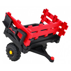 Tractor electric Titanium cu remorca, roti spuma EVA, 2 motoare, rosu