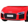 Masinuta electrica Audi R8 rosie, 2x35W, telecomanda, 3 viteze, MP3, USB, muzica pe volan, scaun piele