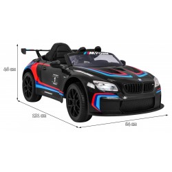 Masinuta electrica BMW M6 GT3, sport, 12V, roti spuma EVA si plastic, lumini LED, centura siguranta, 126x73x53cm