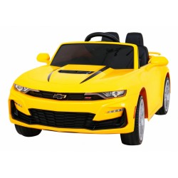 Masinuta electrica Chevrolet CAMARO, roti EVA, 2 motoare, 2 scaune, galbena