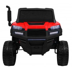 Masinuta electrica camion, 4 motoare, roti spuma EVA, 2 locuri, Bluetooth, rosu