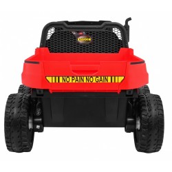 Masinuta electrica camion, 4 motoare, roti spuma EVA, 2 locuri, Bluetooth, rosu