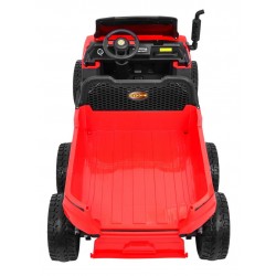 Masinuta electrica camion, 4 motoare, roti spuma EVA, 2 locuri, Bluetooth, rosu