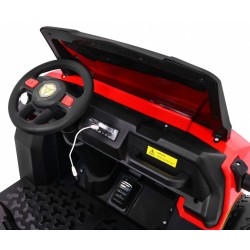 Masinuta electrica camion, 4 motoare, roti spuma EVA, 2 locuri, Bluetooth, rosu