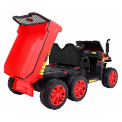 Masinuta electrica camion, 4 motoare, roti spuma EVA, 2 locuri, Bluetooth, rosu