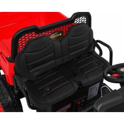 Masinuta electrica camion, 4 motoare, roti spuma EVA, 2 locuri, Bluetooth, rosu