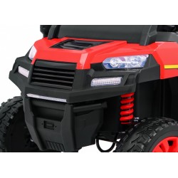 Masinuta electrica camion, 4 motoare, roti spuma EVA, 2 locuri, Bluetooth, rosu