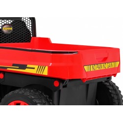 Masinuta electrica camion, 4 motoare, roti spuma EVA, 2 locuri, Bluetooth, rosu