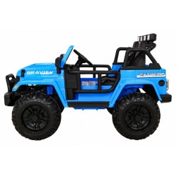 Masinuta electrica GRAVITY Strong, 2 motoare, roti spuma EVA, 2 locuri, albastru