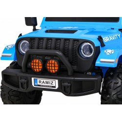 Masinuta electrica GRAVITY Strong, 2 motoare, roti spuma EVA, 2 locuri, albastru
