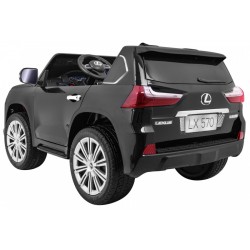 Masinuta electrica Lexus LX570 Lacque, 2 motoare, roti spuma EVA, negru
