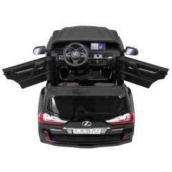 Masinuta electrica Lexus LX570 Lacque, 2 motoare, roti spuma EVA, negru