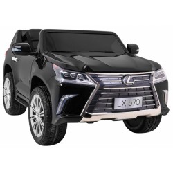 Masinuta electrica Lexus LX570 Lacque, 2 motoare, roti spuma EVA, negru