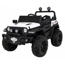 Masinuta electrica Master Of Terain, 4 motoare, roti spuma EVA, 2 locuri, Bluetooth, alb