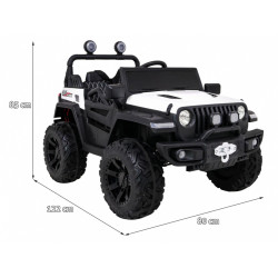 Masinuta electrica Master Of Terain, 4 motoare, roti spuma EVA, 2 locuri, Bluetooth, alb