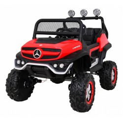 Masinuta electrica Mercedes BENZ UNIMOG, 12V, off road, roti spuma EVA, lumini LED, MP3, USB, sarcina 30 kg, 102x65x84cm