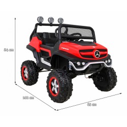Masinuta electrica Mercedes BENZ UNIMOG, 12V, off road, roti spuma EVA, lumini LED, MP3, USB, sarcina 30 kg, 102x65x84cm