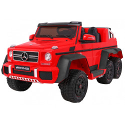 Masinuta electrica Mercedes, rosu, 6x6, Bluetooth, roti cauciuc