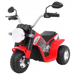Mini motocicleta electrica, 6V/4,5Ah, 6W, lumini LED, roti plastic,  muzica, scaun piele, 71 x 53 x 57 cm