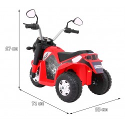 Mini motocicleta electrica, 6V/4,5Ah, 6W, lumini LED, roti plastic,  muzica, scaun piele, 71 x 53 x 57 cm