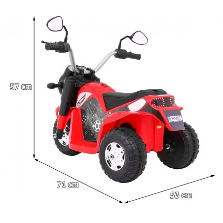 Mini motocicleta electrica, 6V/4,5Ah, 6W, lumini LED, roti plastic,  muzica, scaun piele, 71 x 53 x 57 cm
