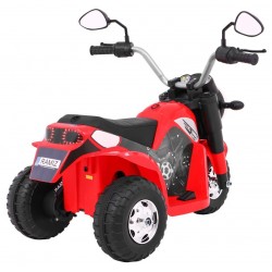 Mini motocicleta electrica, 6V/4,5Ah, 6W, lumini LED, roti plastic,  muzica, scaun piele, 71 x 53 x 57 cm