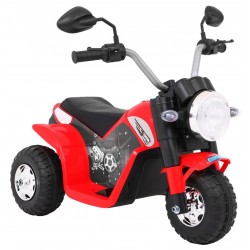 Mini motocicleta electrica, 6V/4,5Ah, 6W, lumini LED, roti plastic,  muzica, scaun piele, 71 x 53 x 57 cm