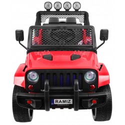 Masinuta electrica Jeep Raptor Drifter 4x4, roti spuma EVA, 4 motoare, 2 locuri, Bluetooth, rosu