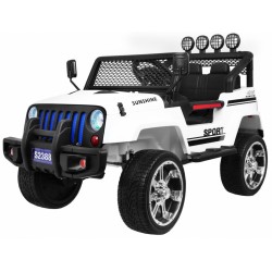 Masinuta electrica Jeep Raptor Drifter 4x4, roti spuma EVA, 4 motoare, 2 locuri, Bluetooth, alb