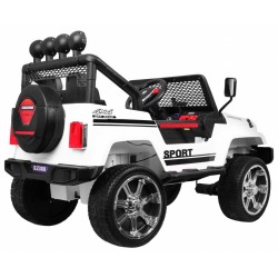 Masinuta electrica Jeep Raptor Drifter 4x4, roti spuma EVA, 4 motoare, 2 locuri, Bluetooth, alb