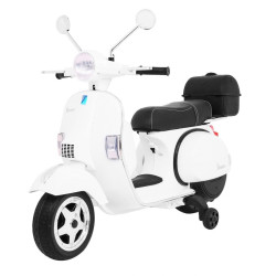 Scuter Vespa electric, 25W, roti EVA, Muzica pe volan, MP3, SD, AUX, USB, lumini fata spate, roti aditionale