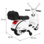 Scuter Vespa electric, 25W, roti EVA, Muzica pe volan, MP3, SD, AUX, USB, lumini fata spate, roti aditionale