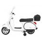 Scuter Vespa electric, 25W, roti EVA, Muzica pe volan, MP3, SD, AUX, USB, lumini fata spate, roti aditionale