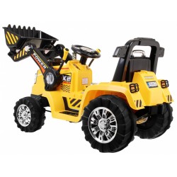 Excavator tractor, 12V, roti plastic si cauciuc, MP3, 3 viteze, telecomanda, buton START, pornire lenta, 105x54x67cm